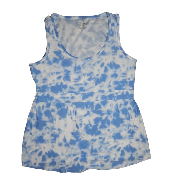 Time and Tru Tops - TIME AND TRU MATERNITY women's maternity medium blue white tie dye nursing tank